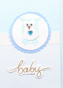 Handmade Embellished Welcome Baby Card - Blue Owl