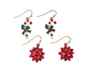 Enamel Candy Canes and Red Bows with Crystal Duo Earrings - Gift Shoppe >> Jewelry >> Earrings - by Periwinkle By Barlow