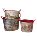 Metal Holiday Design Oval Bucket-