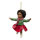 African American Skating Girl in Red Skirt - Gliding Pose