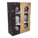 Enamel Ice Glass Ornament Set - 80mm - Silver and White