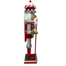 Red White and Green Nutcracker With Rounded Hat