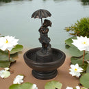 29-Inch Tall Girl Holding Umbrella Water Fountain
