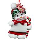 Snow Kid Ornament - Girl - Floral Hat
