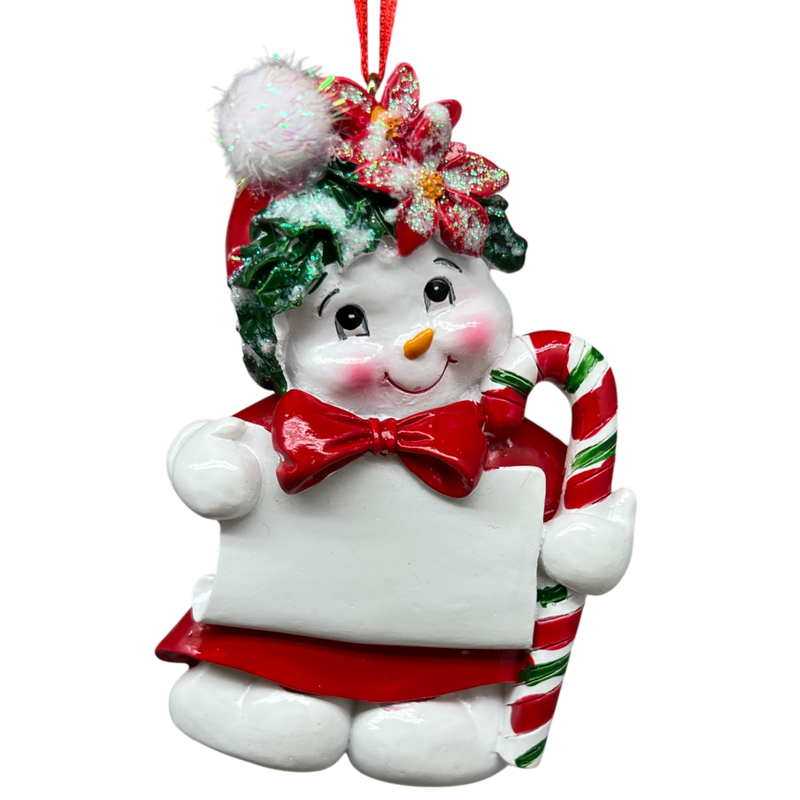 Snow Kid Ornament - Girl - Floral Hat
