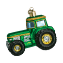 Green Tractor Glass Ornament