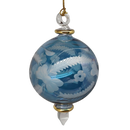 Etched Blown Glass Ball Ornament - Blue
