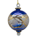 Cobalt Blue Floral Ball Ornament with 24k Gold