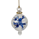 Blown Glass Pierced Starburst Ornament - Blue