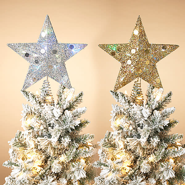 11" Star Tree Topper - Color Changing LED Lights - Silver - The Country Christmas Loft