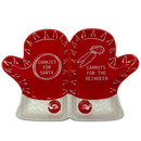Ceramic Red & White Mitten Shaped Divided Plate