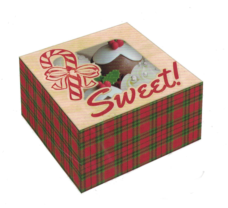 Medium Window Top Cupcake Box - Candy Cane