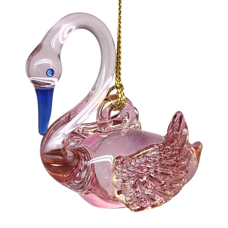 Egyptian Blown Glass Swan Ornament - Pink