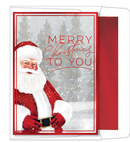 Foil Accented Embossed Cards (Santa with Snowy Forest)