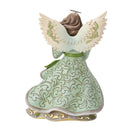 Opal And Moss Angel Figurine With Poinsettias