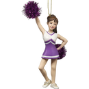Pom-Pom Cheerleader Ornament - Purple - 5.5 Inches