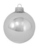 Bright Silver 2 5/8" (67mm) Glass Ball - Set of 8
