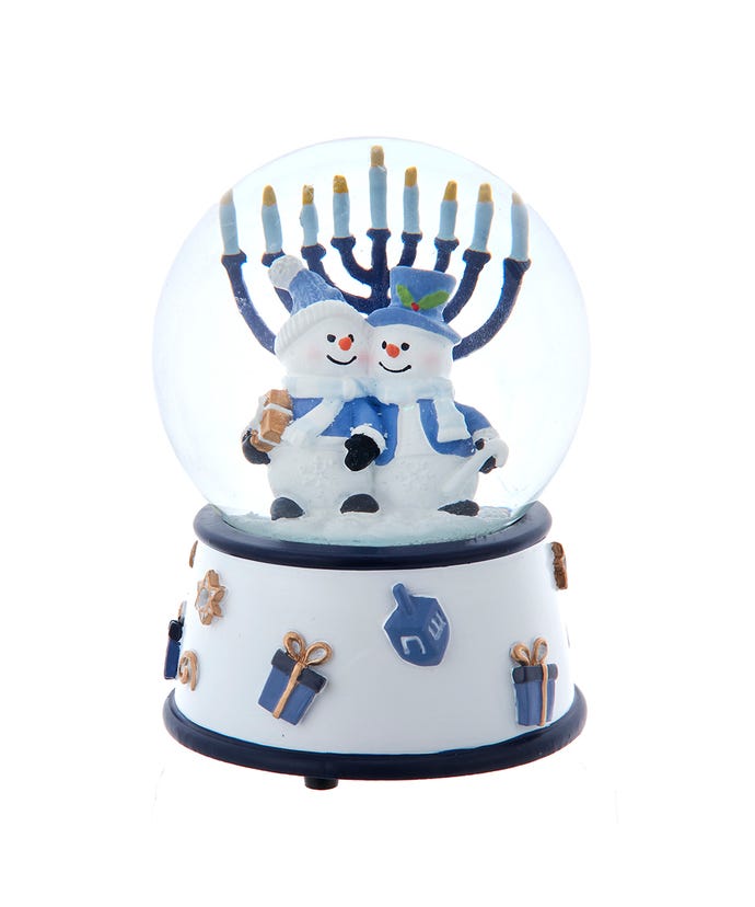 100MM Musical Wind-Up Hanukkah Snowman Water Globe