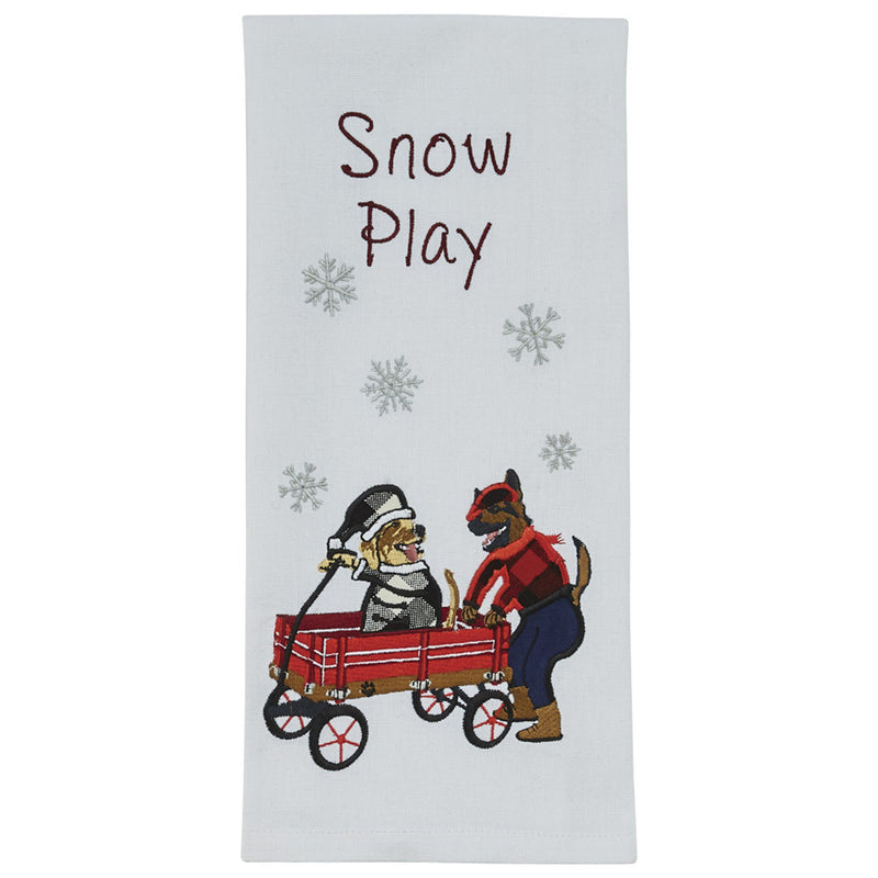 Snow Play  Dishtowel