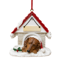 Ceramic Doghouse Ornament - Dachshund - Red - Animals - by E&S Pets