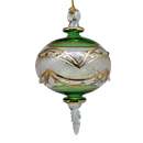 Gold Etched Blown Glass Sphere - Green