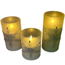 B/O Lighted Glass Holiday Luminaries with LED Set of 3 Candles