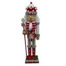 Red White and Green Nutcracker With Rounded Hat