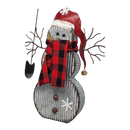 Metal Snowman Figurine - 18 Inch - Santa Hat