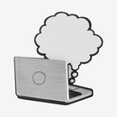 Laptop Computer with Chat Bubble Ornament