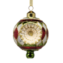Retro Glass Reflector Ornament - 80mm - Red/Green/White Checks