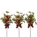 Pine & Berry Pick with Plaid Bow -