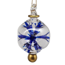 Glass Blown Pierced Ball Ornament - Blue