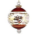 Floral Etched 3" Glass Ball - Red
