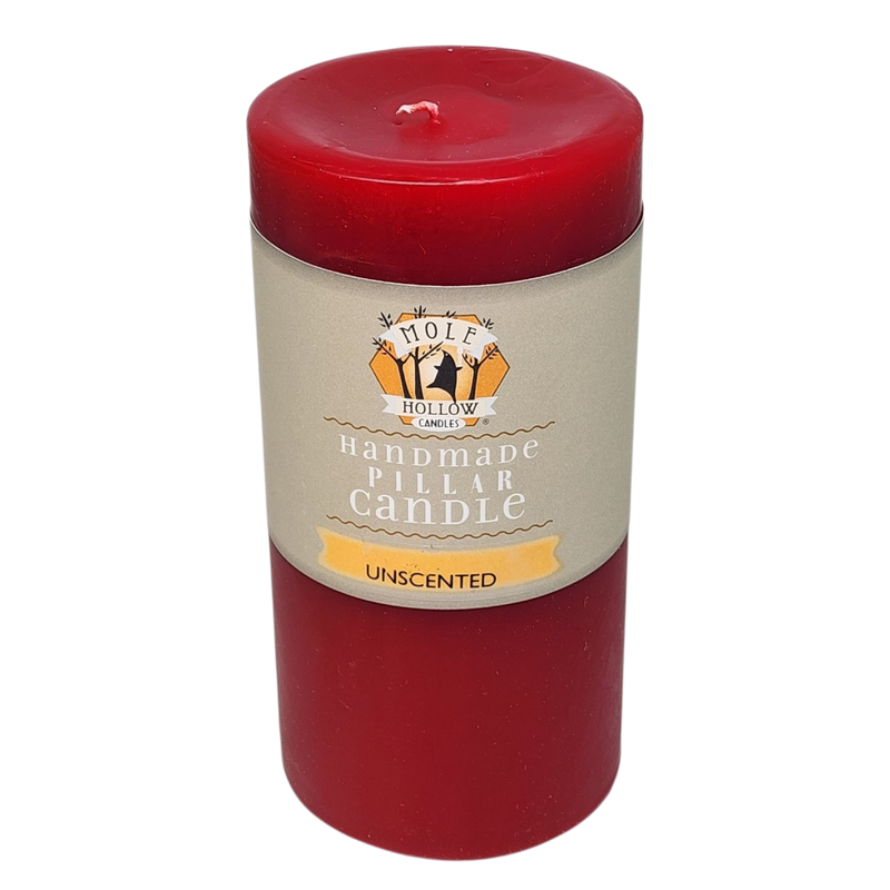 Mole Hollow Unscented Pillar Candle (Sweetheart Red) -
