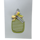 Handmade Embellished Welcome Baby Card - Green Baby Bottle