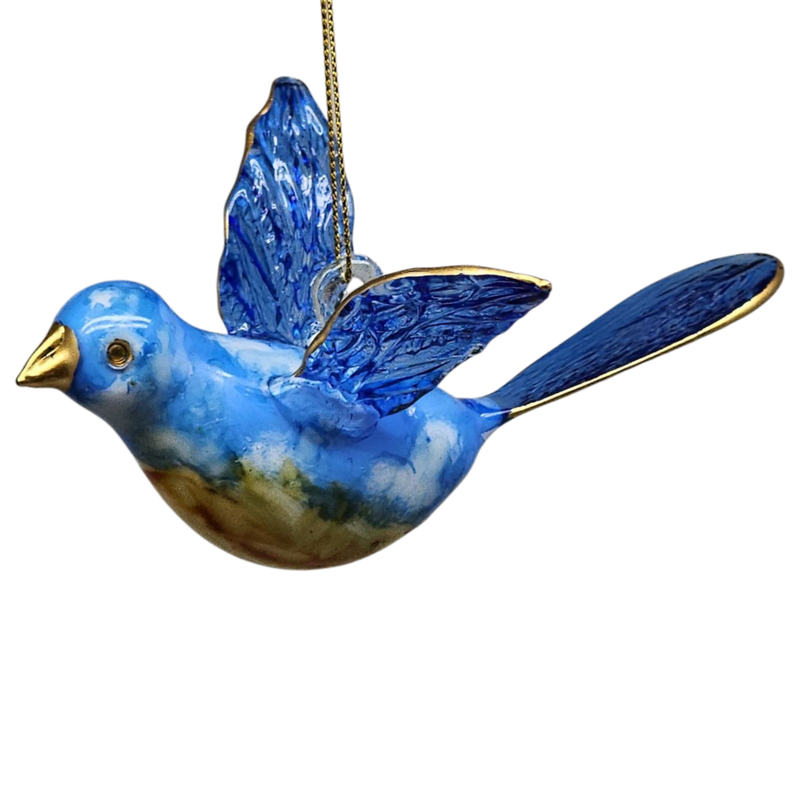 Blown Glass Bluebird - Azure Sky