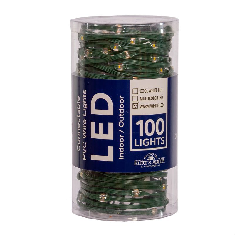 100-Light LED Connectable Green Wire Light Set - Warm White