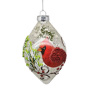 Teardrop Glass Ball Ornament With Cardinal Scene