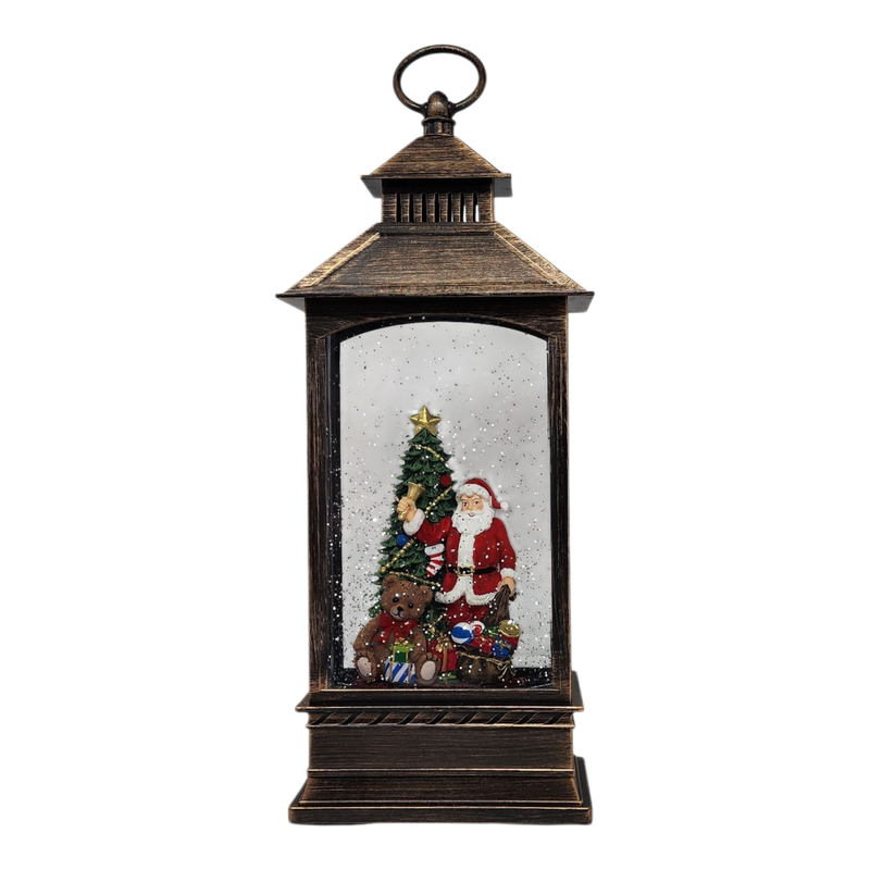 Lighted Spinning Waterglobe Lantern - Santa Delivering Gifts
