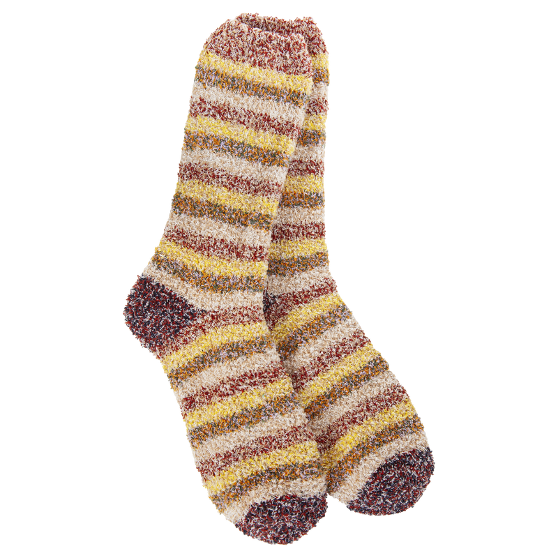 Cozy Striped Crew Socks - Warm Ember