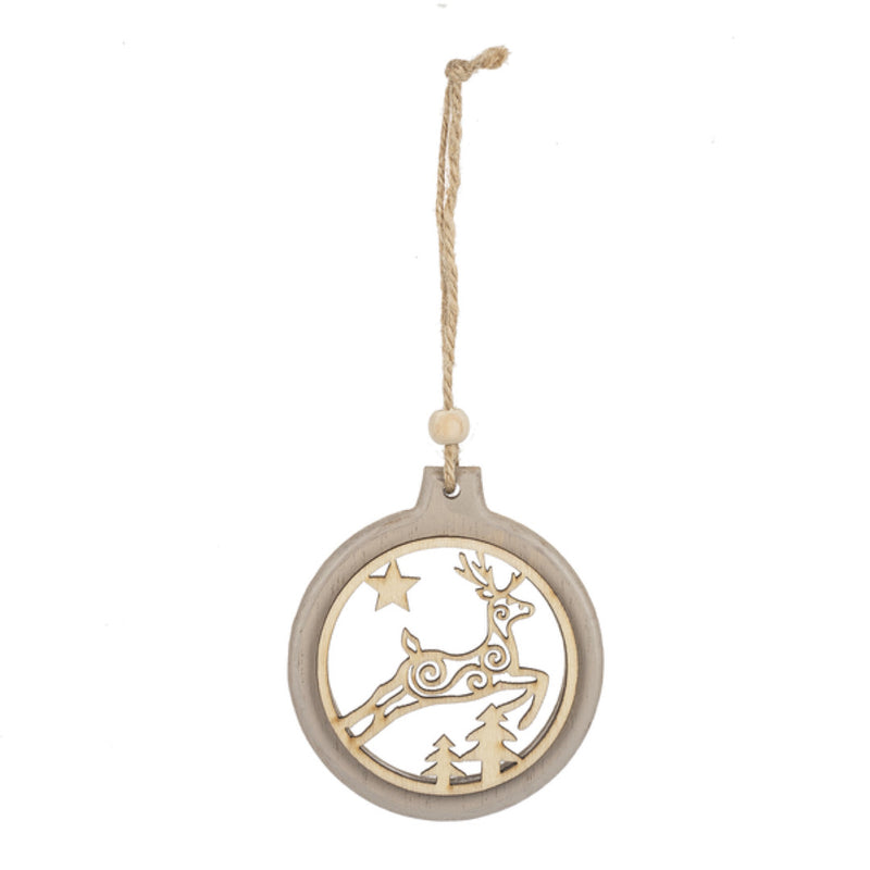 Wooden Icon Ornament - Deer - Gray - The Country Christmas Loft