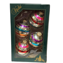 Krebs  Glass Ornament 4 pack - Retro Silver With Stirpes - Christmas >> Ornaments >> Glass - by Christmas By Krebs