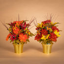 Harvest Floral Arrangements in Gold Weighted Pot - - Home & Living >> Artificial Flowers - by Gerson