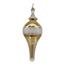 Lattice Glass With Gold Accents - Champagne Stretched Teardrop Ornament