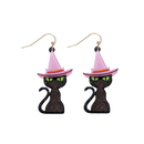 Purple Hat Black Cat Earrings