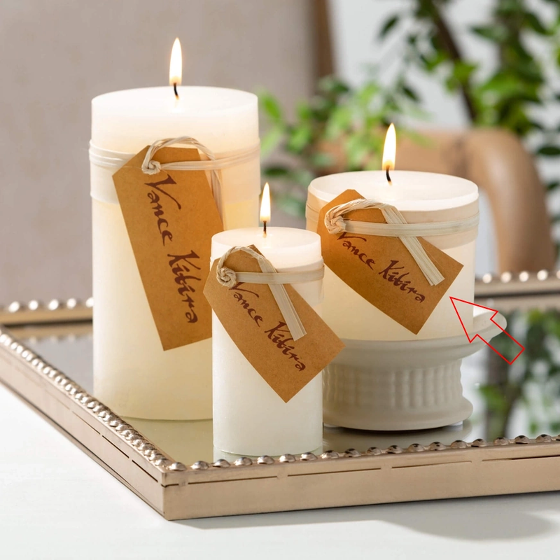 Melon White Timber  Pillar Candle - 3  x 3.25
