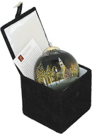 Hand Painted Glass Globe Ornament - Burlington Church Street at Night - The Country Christmas Loft