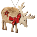 Fuzzy Wooden Reindeer Ornament - Looking Right