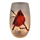 Lighted Glass Vase - Winter Cardinal - 5.25 Inches tall