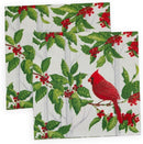 Holly And Songbirds White And  Silver Cocktail Napkins